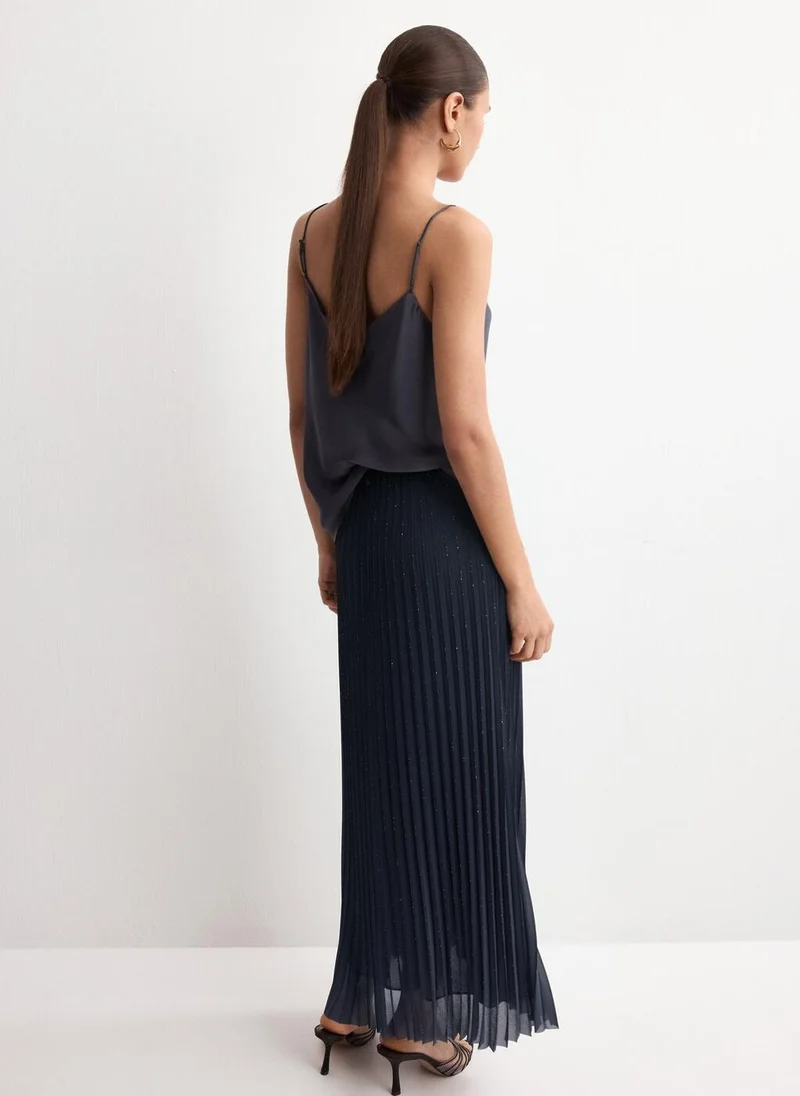 MANGO Pleated flared skirt